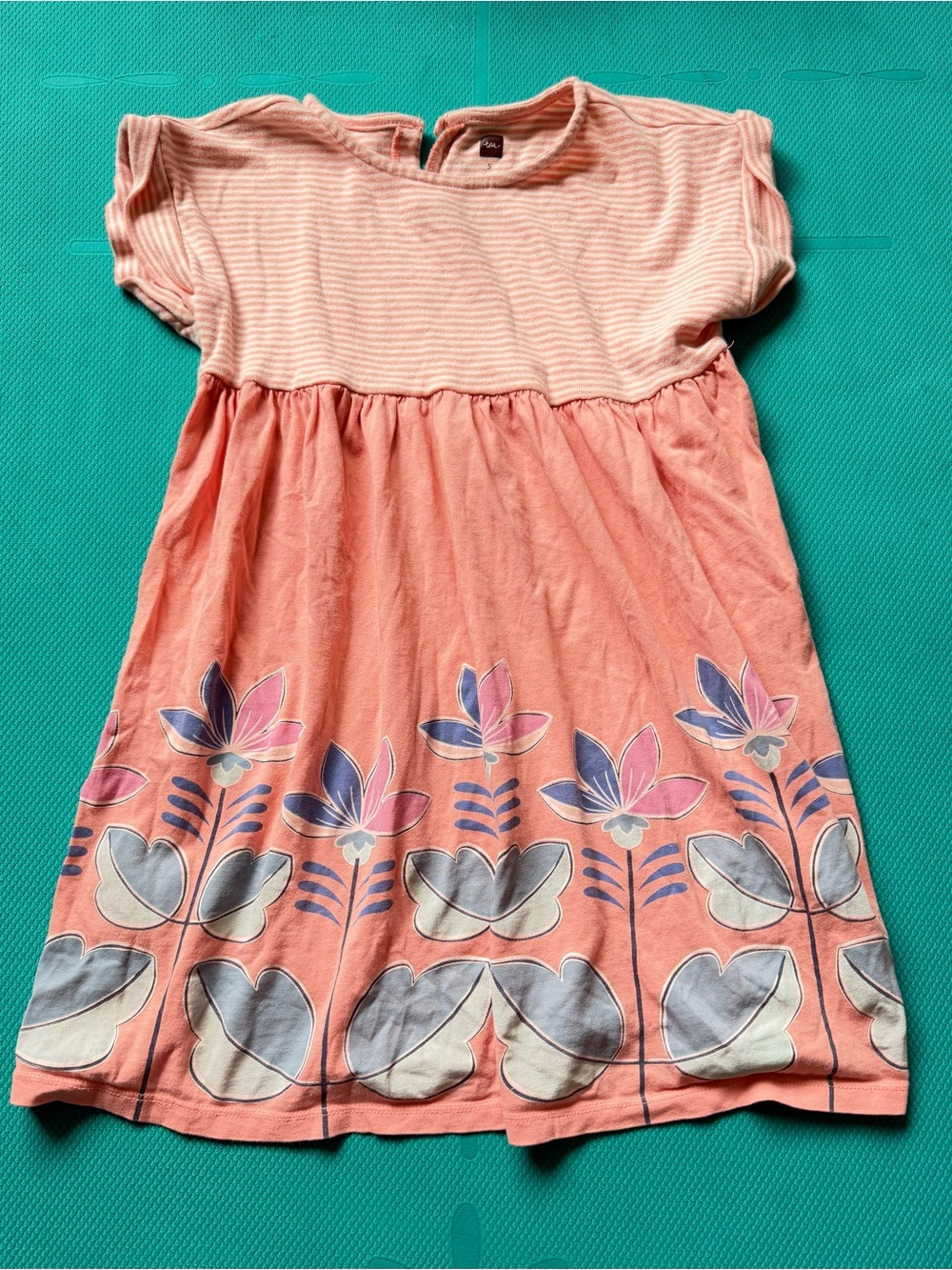 Tea Collection Peach Floral Cotton Dress for Kids